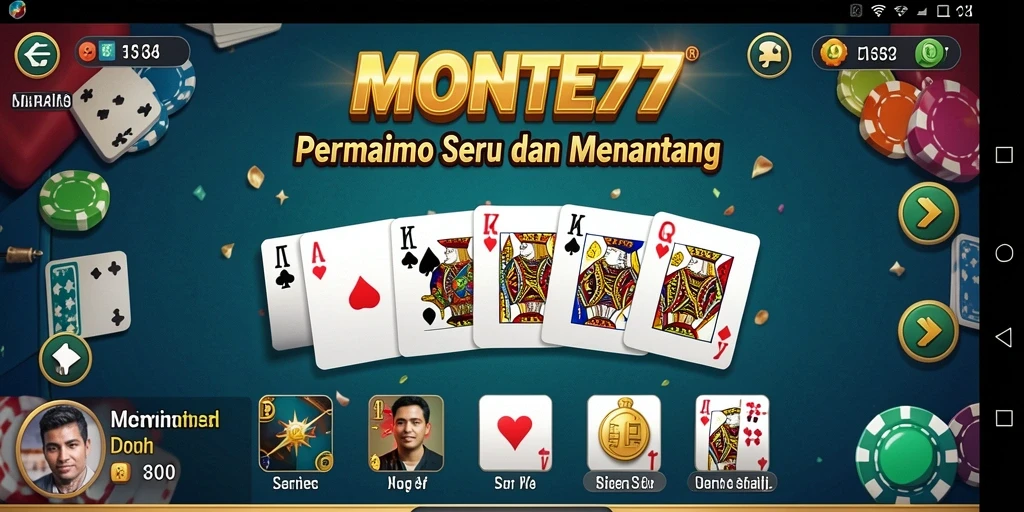 Tampilan utama gameplay MONTE77 yang seru dan interaktif.
