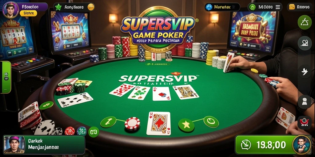 Tampilan gameplay Poker yang mendebarkan di SUPERSVIP.