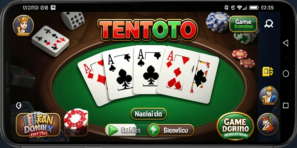 Screenshot gameplay TENTOTO yang menampilkan serunya bermain Domino.